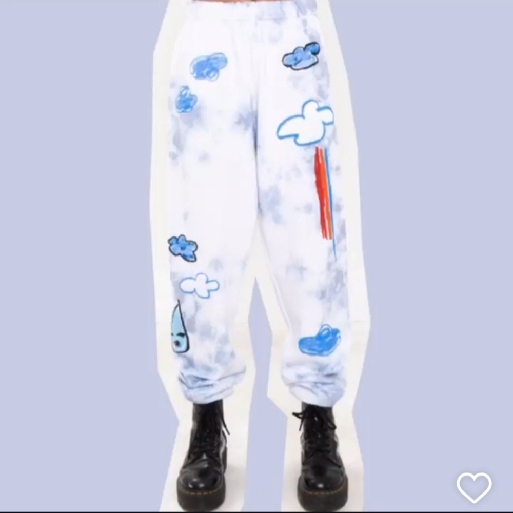By Samii Ryan x Dessie Jackson Sweatpants Small 2020 Wearable Art Cloudy Joggers